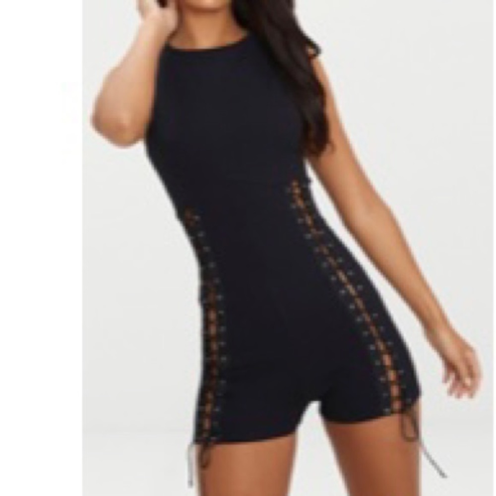 Lace Up Leg Romper